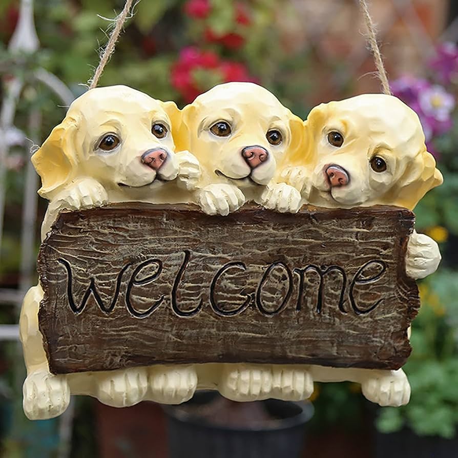 Amazon.com : ZXHStore Dog Garden Statue, Hanging Golden